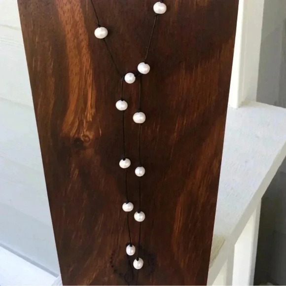 Leather and Pearls,White Cultured Freshwater Pearls ,June Birthday, - Picture 4 of 6